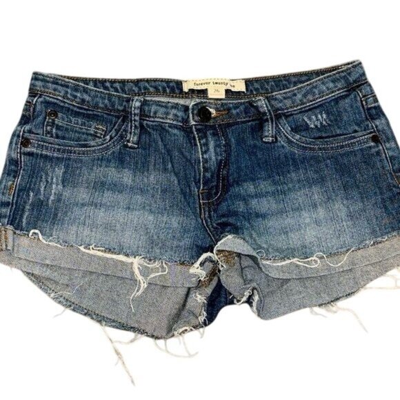 Forever 21 Womens Distressed Denim Shorts Size 26 - Picture 1 of 6